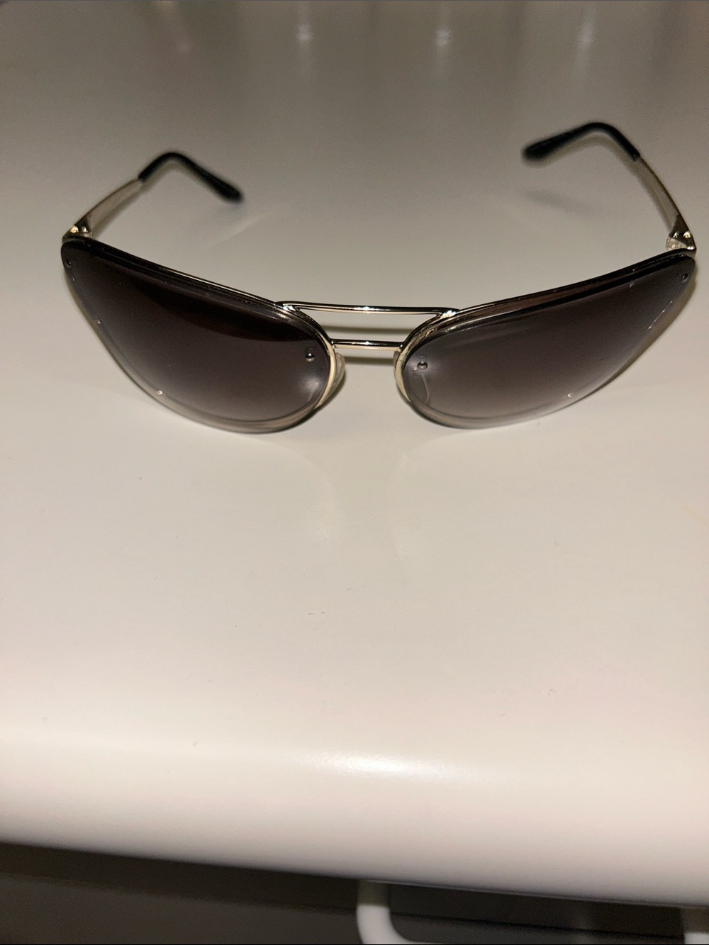Prada Women’s Silver Metal Aviator Sunglasses with Brown Gradient Lenses